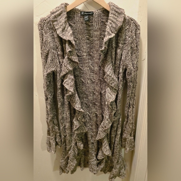 INC International Concepts Brown Ruffle Cardigan - Picture 5 of 5
